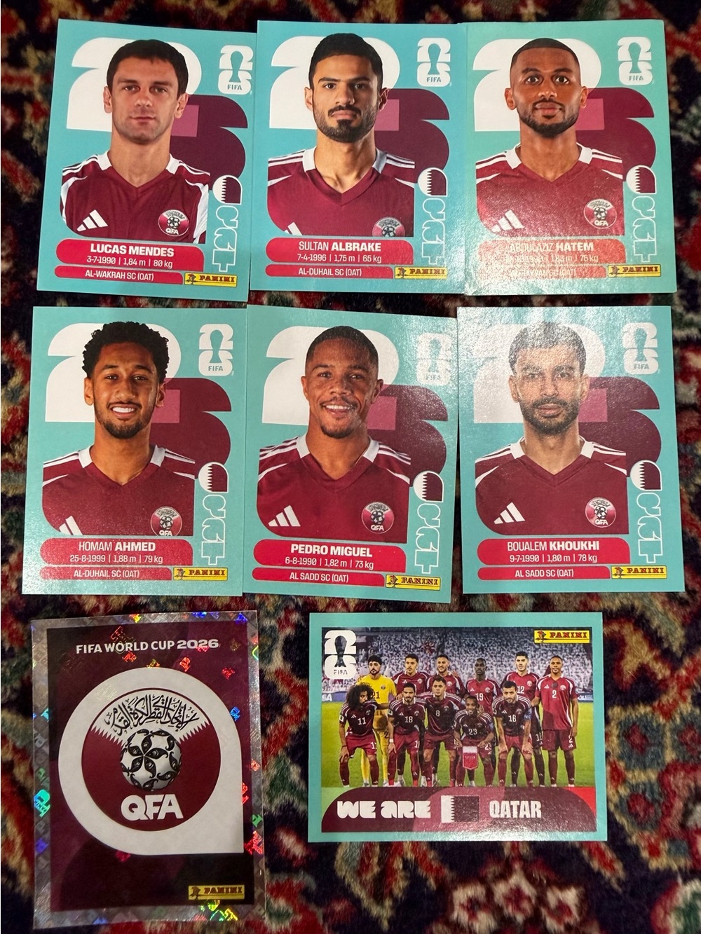 WORLD CUP 2026 PANINI STICKER.QATAR TEAM. LOT OF 8 STICKERS. BRASIL Edition